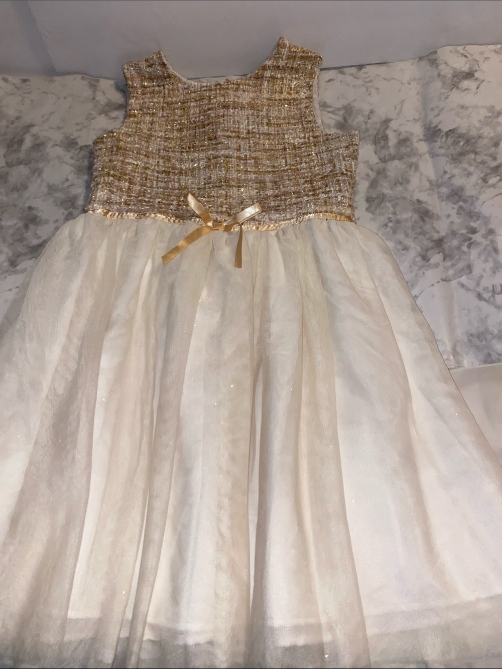 Blueberi Boulevard Gold and Ivory Tulle Party Dress
